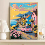 캔버스판넬액자 보석십자수 40cmx50cm - 해변 마을 : 프랑스자수 홈데코