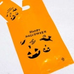 구햐 호박주황비닐백5장 할로윈포장 사탕 어린이집 비닐손잡이 할로윈쿠키포장 : 9HA상점
