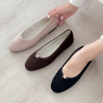 [H3714] 골드 포인트 스웨이드 라운드토 플랫슈즈 : 새로이클라쓰