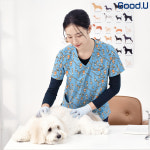 굿유 프린트 수술복 상의 동물병원 수의사 유니폼 반려동물 진료복 펫클리닉 의료복 : Good.U 굿유