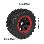 GLOBACT MX43 1/5 RC 타이어, 24mm 헥스 어댑터가 장착된 미리 설치된 스크류 잠금 몬스터 트럭 트랙사스 X-Maxx 8S, 1/6 XRT 아르마 크라톤... 