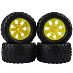 4PCS 1/10 RC 몬스터 트럭 타이어 12mm 육각 휠 및 130mm 림 세트, HSP용 폼 인서트 포함 Twin 5 Spokes-Yellow : 라패킹