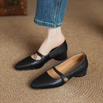 출퇴근 구두 ( ) 수제 프랑스 레트로 여성용 슈즈 가죽 원워드 버클 부드러운 밑창 싱글 : 벤더모어