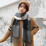 벨리 체크 머플러 울목 여성 겨울 여자 패션 블랙 목도리 화이트 : 하늘친구8457