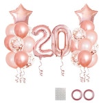 25개 로즈 골드 혼합 풍선 20번째 생일 파티 장식 여성 : 후르츠-스토어