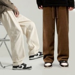 편한 남자 가을 바지 와이드팬츠 플리츠 골덴 통 스판 코듀로이 밴딩 와이드 편한바지 트레이닝 밴딩 : 쿨리픽픽마켓