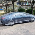 [누리정비]범용 방수 자동차 커버 일회용 플라스틱 PE 탄성 먼지 레인 코트 포함 액세서리 : 재윤상사38