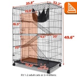 케이지 실내, 실내 고양이용 와이어 램프, 상자, 사육장 고양이를 달린 위한 해먹, 접이식 대형 케이지, 360 4단 금속 바퀴가 성인 다단계 : 유림e샵