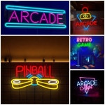 아케이드 네온 사인 LED USB 조정 가능한 밝기 게임 룸 네온 Led 로그인 침실 장식 벽 아트 게임 룸 네온 불빛 : nayulnayul