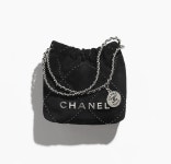 샤넬 22백 미니 블랙 스웨이드가죽 실버메탈 은장로고 여성 : 드레시엘파리