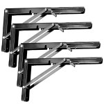 ZOE OU 4개 16인치 접이식 선반 브라켓 330파운드 최대 하중 튼튼한 금속 나사 작업대용 벽걸이 세탁소 4 10 Inch : 원픽 트레이드