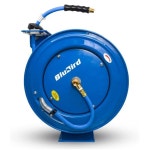 블루버드 BBRHD1225 싱글 암 1/2인치 x 25인치 접이식 에어 호스 릴 - 튼튼한 18ga 스틸, 100 고무 호스, 300 PSI, 자동 되감기, 차고... 