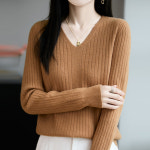 NK3170 심플 데일리 골지 브이넥 긴팔 니트티 : 나바바
