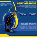 굿이어 에어 호스 릴 리트랙터블 1/2인치 x 65인치 풋 고무 호스 맥스 300PSI 헤비 듀티 산업용 스틸 싱글 암 건설 : 자자글로벌