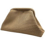 여성용 뜨게 스트라이프 클러치 지갑 대비 색상 작은 크로셰 만두 가방 파티 무도회 여름 해변 손으로 짠 중공 가방 : lianlian9