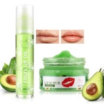 부빈 립 스크럽 세트, 슈가 각질 제거제 및 수분 공급 오일, 건조한 갈라진 필 립을 위한 보습제, 향 케어, 섬세하고 매끄러운 입술 01# Peach... 