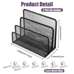 물라이빈 데스크 메일 정리함, 6개의 금속 클립이 있는 2팩 메쉬 작은 파일 홀더, 3슬롯이 사무용 정리함 카운터탑, 청구서 종이 폴더... 