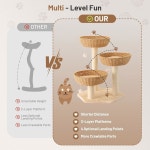 긁는 기둥, 위커 바구니, 침대, 클라이밍 고양이를 위한 현대적인 트리 타워 성인 캣 있는 콘도 스탠드가 하우스 라탄 실내 : 해직라