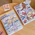 먼작귀 치이카와 우사기 하치와레 가죽 다이어리 A5 메모 수첩 노트 휴대용 선물 2개 세트 : 공육사공