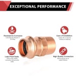 (10팩) EFIELD 프레스 구리 피팅, x 어댑터, (PRESS040) 프레스 구리 남성 1/2인치 NPT 1/2인치 1/2 X1/2 : 다안다5