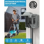 KOHR 실외 전기 콘센트 듀얼 20 AMP WRTR GFCI 방수 야외 커버가 있는 ETL 등록 3R 금속 인클로저 1 20 Amp Pre-Drilled : 티엠상점