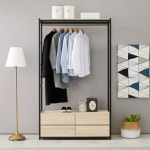 벽행거 옷행거 원목 시스템헹거 스탠드 선반 서랍장 드레스룸 튼튼한헹거 인테리어 철제 : 행운친구