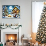 다이아몬드 페인팅 키트 - DIY 크리스마스 밤 아트 키트, 달 점이 있는 트리 보석 예술 홈 웰 데코 16 x 12 인치 G8491-US : 하이패스 High-pass