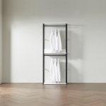 벽행거 옷행거 원목 서랍장 드레스룸 인테리어 스탠드 시스템헹거 철제 튼튼한헹거 선반 : 행운친구