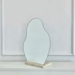 거울 비정형 탁상 받침대 물결 책상 미니 우드 화장 세트 : 행운친구