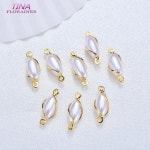 골드 컬러 황동 진주 연결 참 DIY 쥬얼리 조사 액세서리 13.5x4.2mm 14K 2 홀 : isolisol