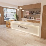 카페 베이커리 테이블 계산대 리셉션 인포 테이블 프론트 로그 + 펄 화이트 150x55x100cm : 야하하마트