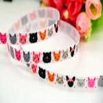 고양이 인쇄 그로스그레인 리본 헤어 활 모자, 파티 장식, OEM 9mm H5529, 3/8 도매 : 하스글로벌