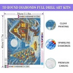 다이아몬드 페인팅 키트 - DIY 크리스마스 밤 아트 키트, 달 점이 있는 트리 보석 예술 홈 웰 데코 16 x 12 인치 G8491-US : 하이패스 High-pass