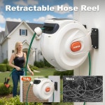 리트랙터블 가든 호스 릴, 1/2인치 x 잠금 벽걸이 슬로우 노즐, 리트랙션 65피트 장치. 내장 길이 회전 180 브래킷, 릴, 모든 호스 65FT : 해직바