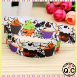 할로윈 컵케이크 인쇄 그로스그레인 리본 헤어 활, 모자 파티 장식, 도매 OEM 22mm H4230, 7/8 : 하스글로벌
