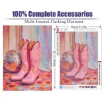 캔리치샵 빈티지 부츠 다이아몬드 아트 페인팅 키트, 레트로 키트 초보자, 5D 풀 드릴 점, 보석 공예 벽 장식 12x16인치 : 하이패스 High-pass