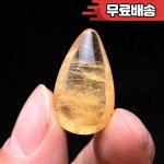 미네랄 표본 황수정 펜던트 노란색 헤어스톤 루티드 쿼츠 힐링 스톤 천연 헤어 크리스탈 : 원삼상사