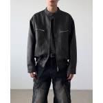 유니드 크롭 레더 자켓 - 남자가죽자켓 : 로일랑