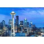 해질녘의 시애틀 워싱턴 스카이라인 스페이스 니들 사진 쿨 월 아트 프린트 포스터 36x24 Poster 12L x 18W : borimom