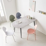 테이블 식탁 세라믹 다용도 반타원 스틸 대리석 : 행운친구