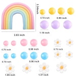 보헤미안 그루비 히피 웨딩 파티 용품을 위한 보호 케이크 토퍼, Qoadwem 26개 레인보우 토퍼 테마 데이지 플라워 블루 도그 파스텔 볼 장식... 