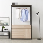 벽행거 옷행거 원목 철제 시스템헹거 스탠드 인테리어 드레스룸 튼튼한헹거 서랍장 선반 : 행운친구