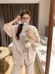 핏핏 핑크 차이나카라 스트라이프 긴팔 잠옷세트 가을 홈웨어 파자마 : 핏핏FF
