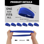 남녀를 위한 6팩 스포츠 머리띠, 스웨트 위킹 운동 스웨트밴드, 달리기, 자전거 타기, 축구, 요가를 밝은 머리띠 Black 6 Pack : 오더메이트행