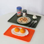 카페 쟁반 트레이 빵집 플라스틱 PC 논슬립 사각쟁반 브라운 1호 : 모아담소