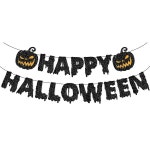 Runtowo 해피 할로윈 배너 종이  화환 깃발 호박 파티 배경 장식 : 바이포유10