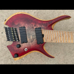 2025 팬드 프렛 8현 헤드리스 일렉트릭 기타 2 포플러 버얼 베니어 레드 애쉬 목재 바디 : 썬글로벌스토어