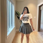 유행 짧은 소매 짧은 치마 투피스 세트 J2987 여름 새로운 도착 여성 의류 하프 스커트 정장 세트 : daheedahee