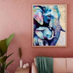 성인 코끼리 가족을 위한 숫자 키트를 사용한 DIY 페인트, 캔버스에 동물 유화 페인트 브러시가 있는 페인트칠 아크릴 초급 벽 홈... 