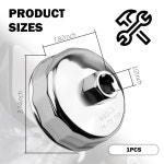 YGDMD 73-74mm 오일 필터 렌치(1/2 구동 포트 포함), 15플로트 디자인의 헤비 듀티 제거 도구, 해체 및 설치를 위한 전문가용 소켓... 